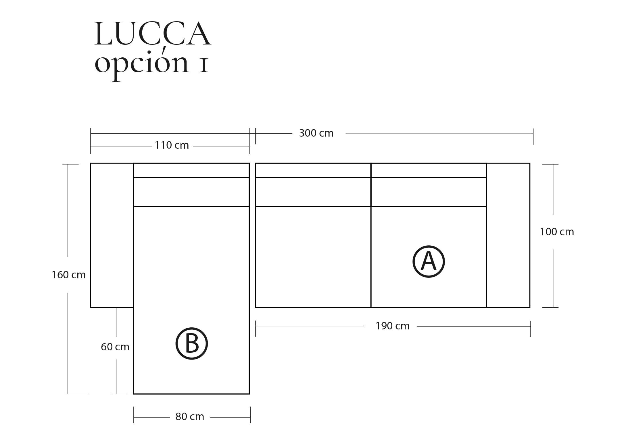 Sofá Modular Lucca en cuero o tela en L