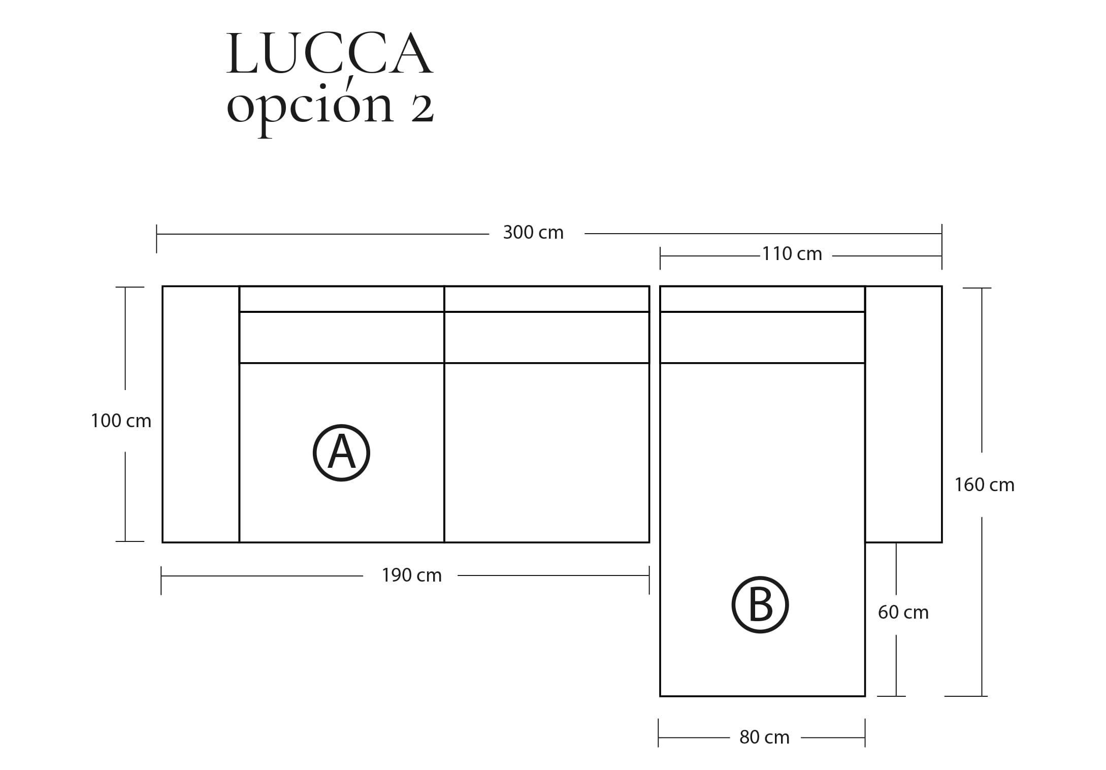 Sofá Modular Lucca en cuero o tela en L