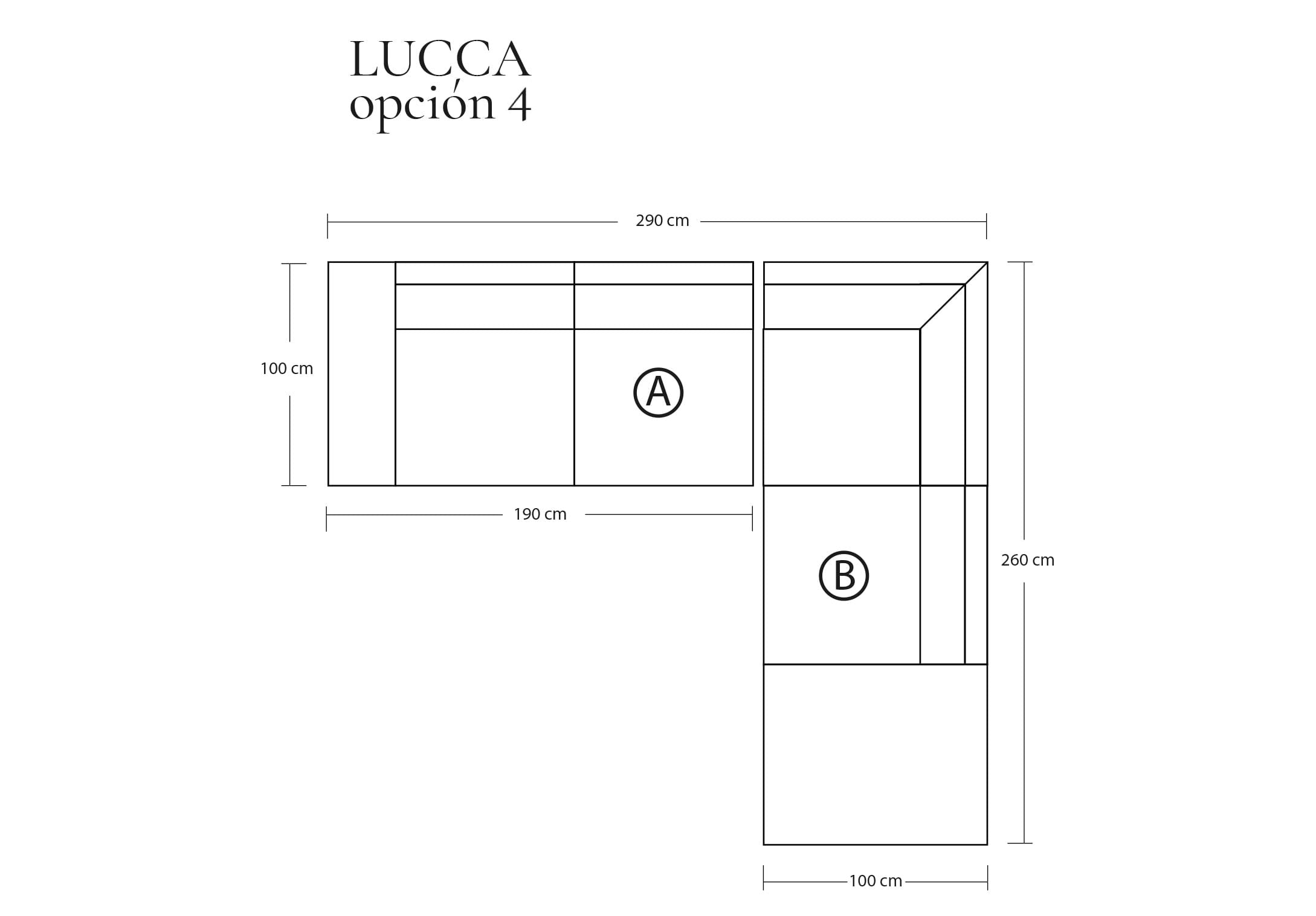 Sofá Modular Lucca en cuero o tela en L