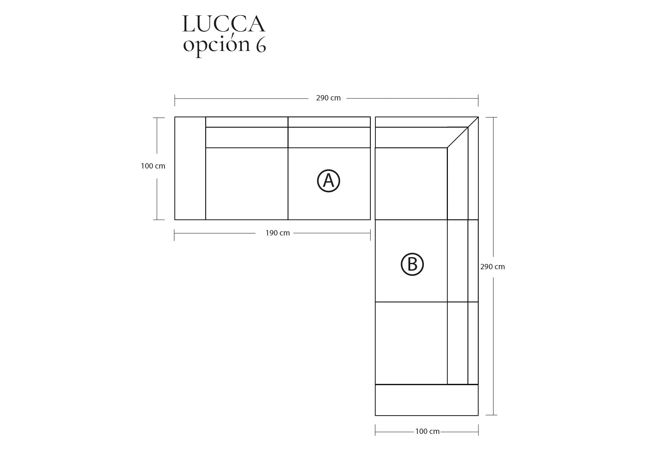 Sofá Modular Lucca en cuero o tela en L