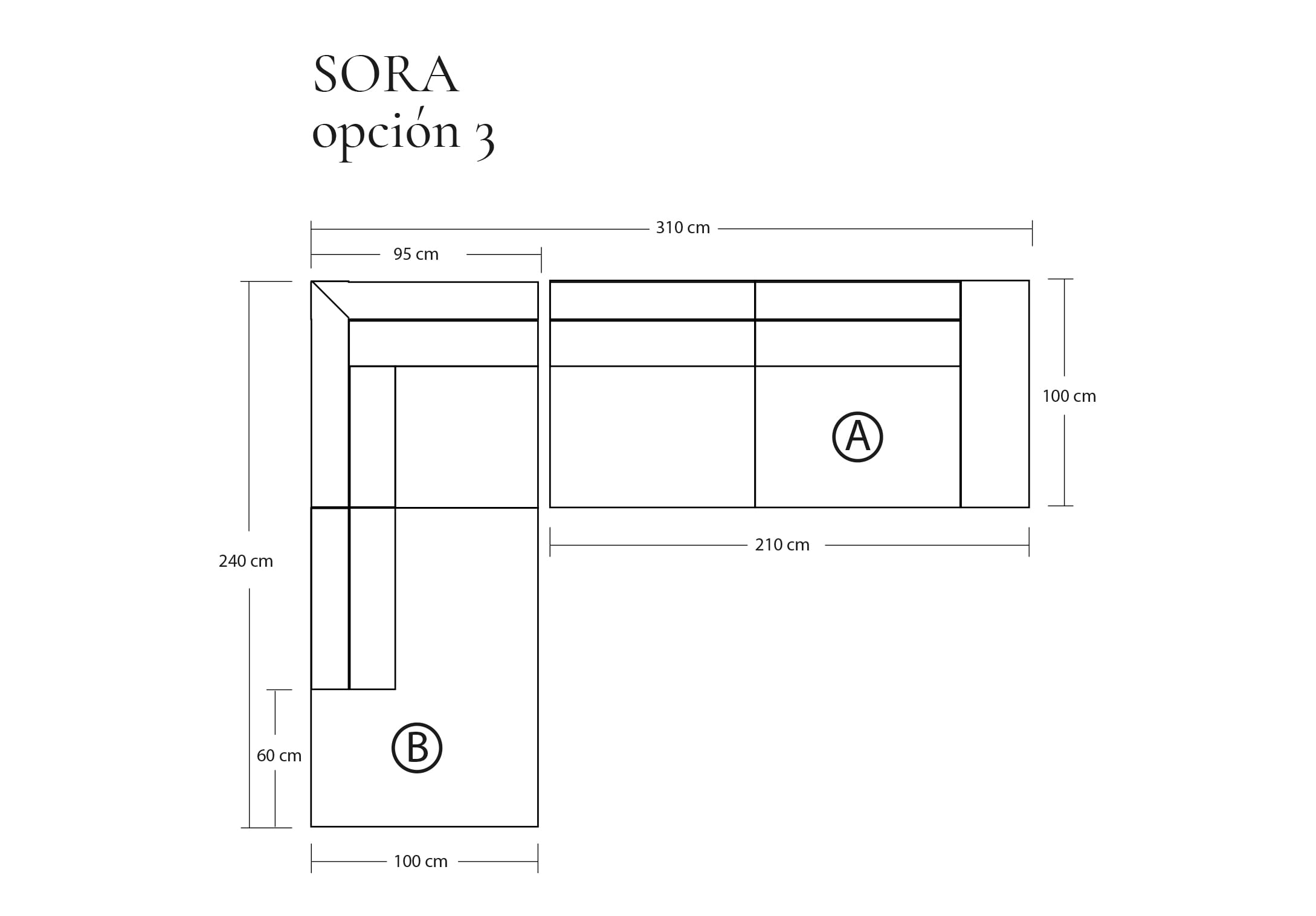 Sofá Modular Sora Tela o Cuero en L